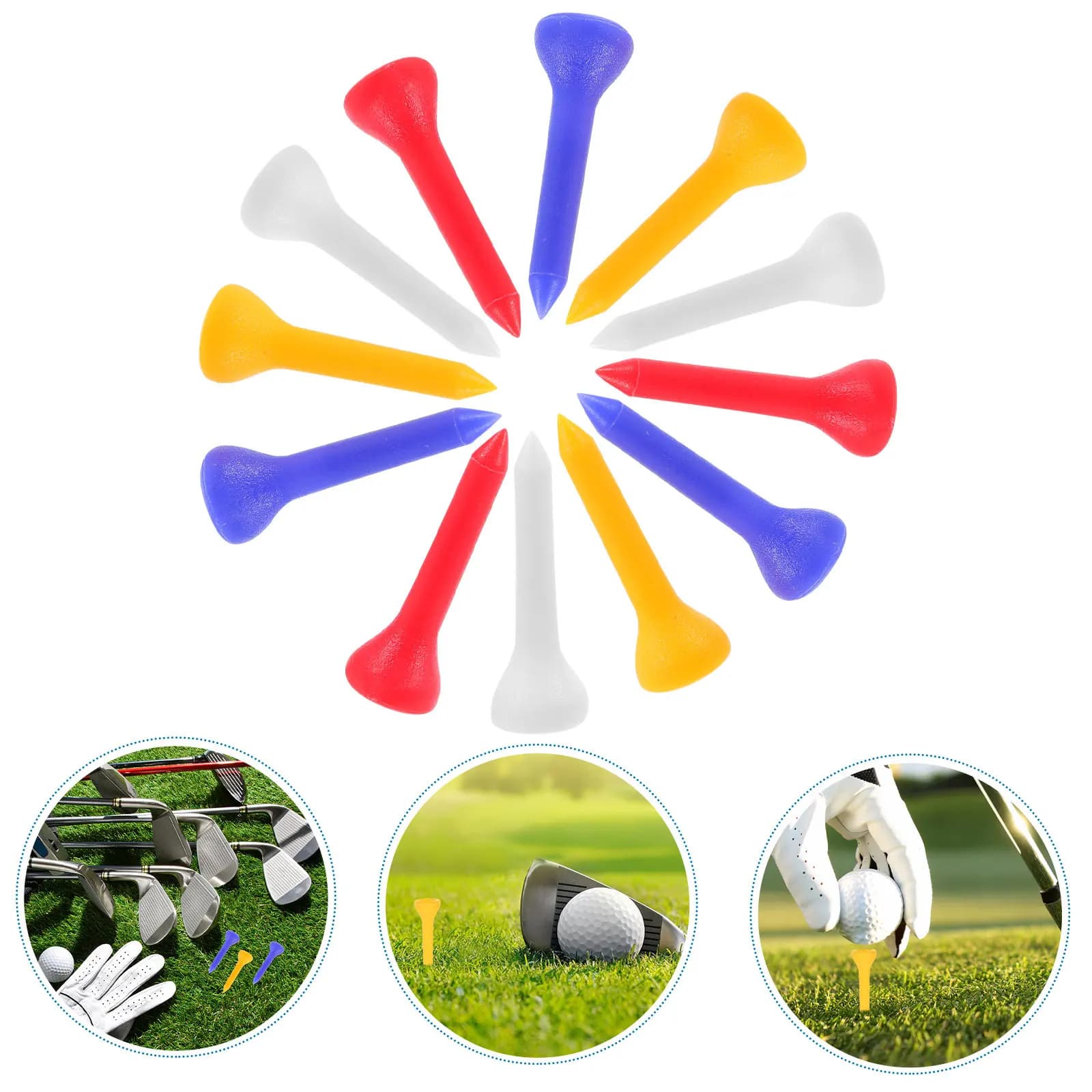 100 Pezzi Tee da Golf da 3,5 mm in Plastica Infrangibili Leggeri Ergonomici Struttura Robusta Colori Brillanti Altamente Visibili Confezione Bulk