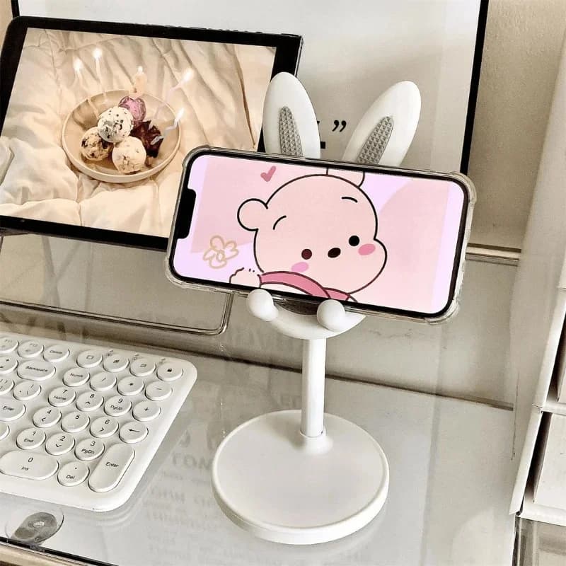 Cute Rabbit Mobile Phone Stand Adjustable Desktop Holder for iPhone Samsung Xiaomi iPad Switch Desk Office Home Portable Stand