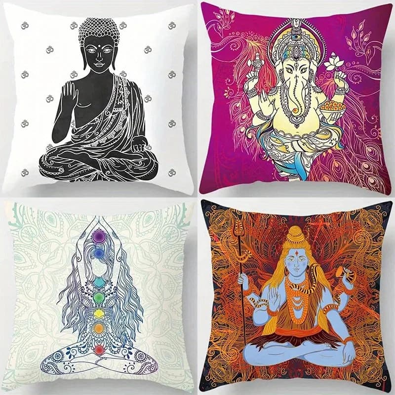 Exotic Deities & Spiritual Meditation Pillow Covers Pattern Cushion Cover Suitable For Sofa Bedroom Car Pillow Cover