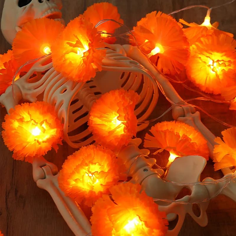 1.5M 10LED Halloween Crisantemo Luci Della Stringa Fiori Artificiali Fata Ghirlanda Luce Fantasma Festival Cimitero Halloween Decor