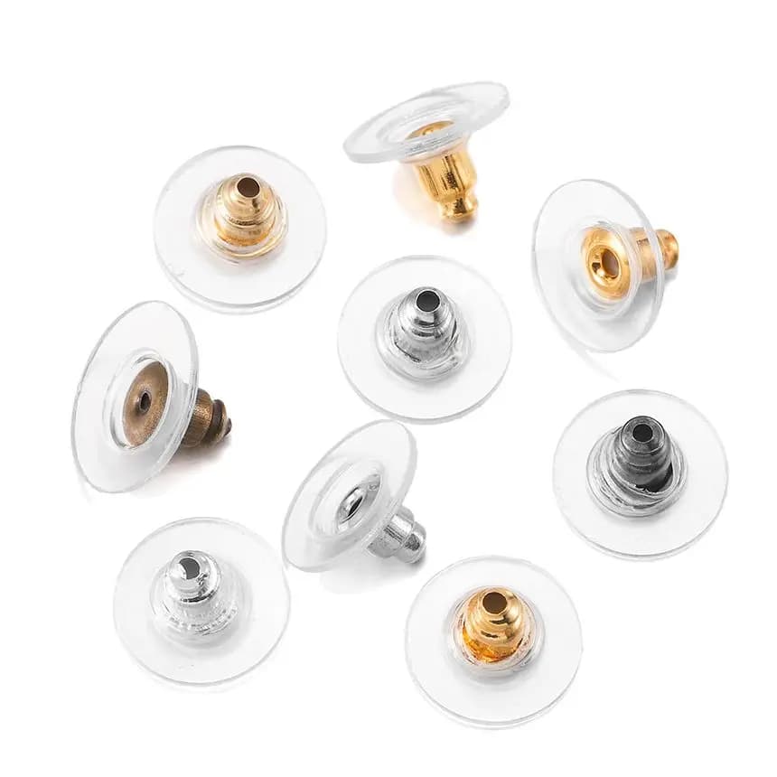 100 pcs rubber earrings, silicon steel earrings nuts, back earrings for diy jewelry creation