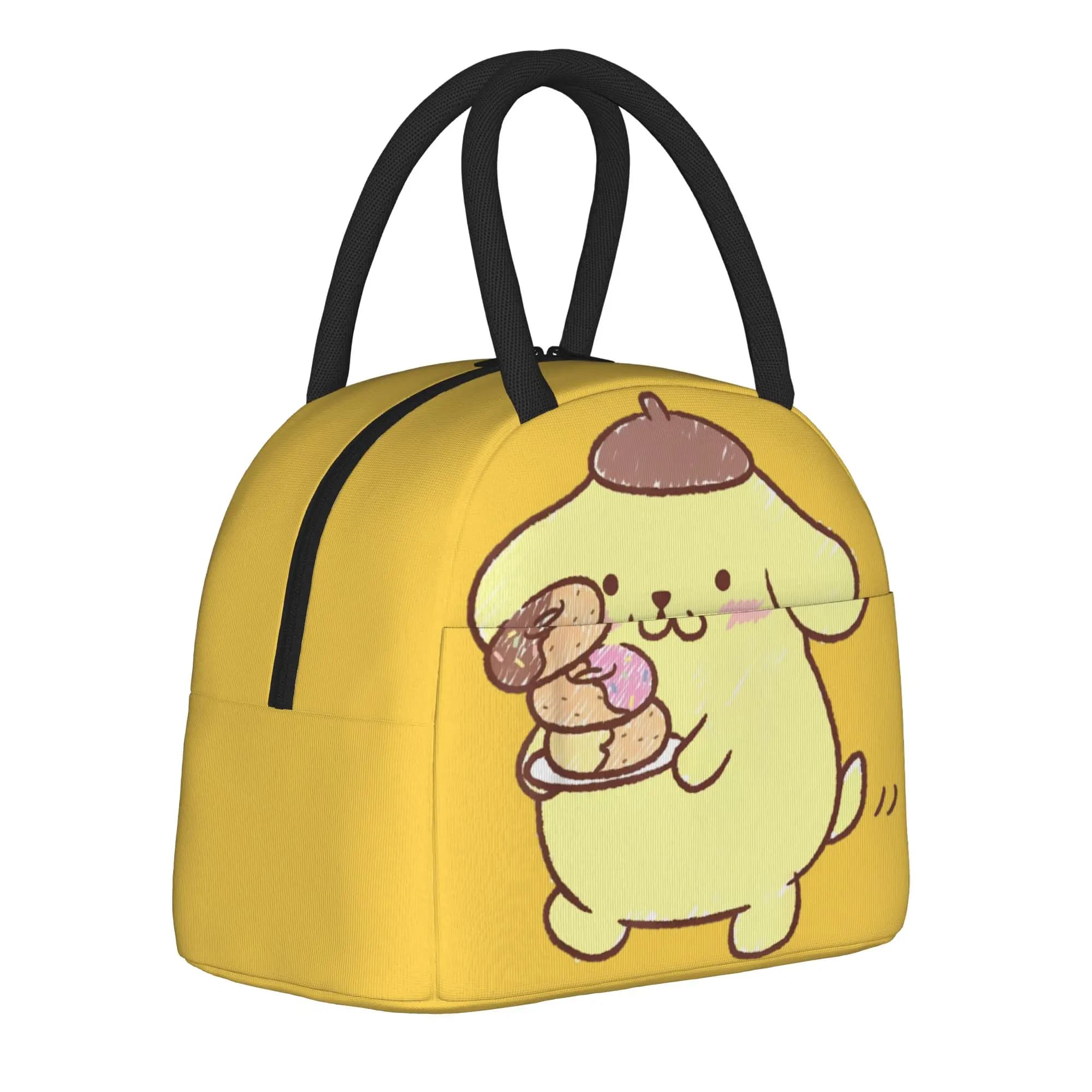 Pompompurin Donuts Insulated Lunch Bags Leakproof Cartoon Meal Container Thermal Bag Tote Lunch Box School Outdoor Men Women