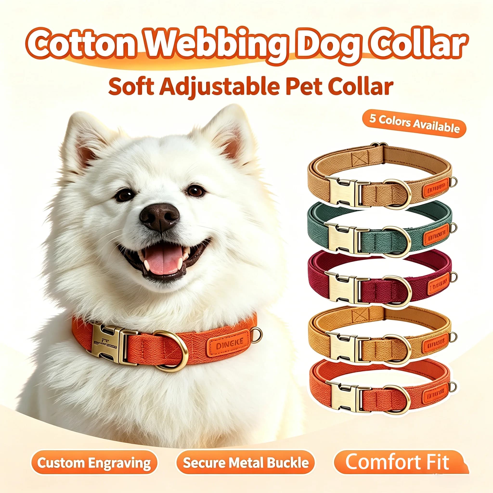 New Free Engraved Nylon Dog Collar Personalized Pet ID Buckle Adjustable For Small Medium Large Dog Outdoor Walking Pet Supply