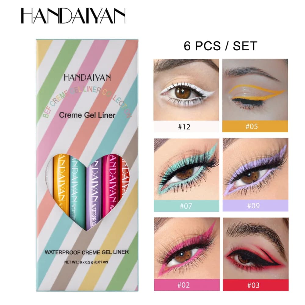 Set di Matite Eyeliner Retrattili Handaiyan, Impermeabili e Antimacchia, Ultra Sottili, Penna Colorata per Ombretto, Bellezza Quotidiana