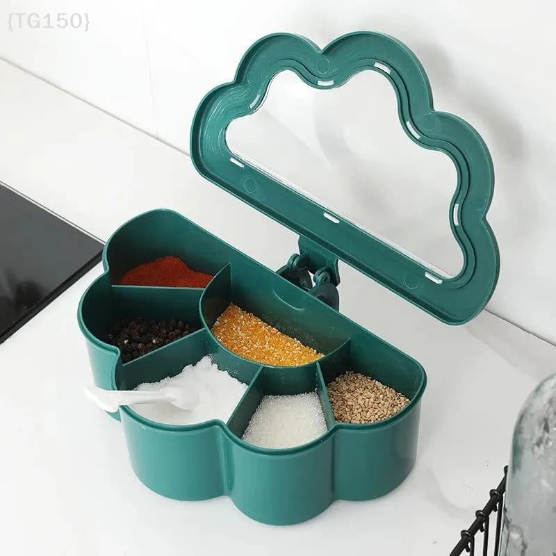 【TG150】Portaspezie a Forma di Nuvola 6-in-1 Impermeabile - Barattolo per Spezie Domestico, Bottiglia per Campeggio, Gadget da Cucina【WT】