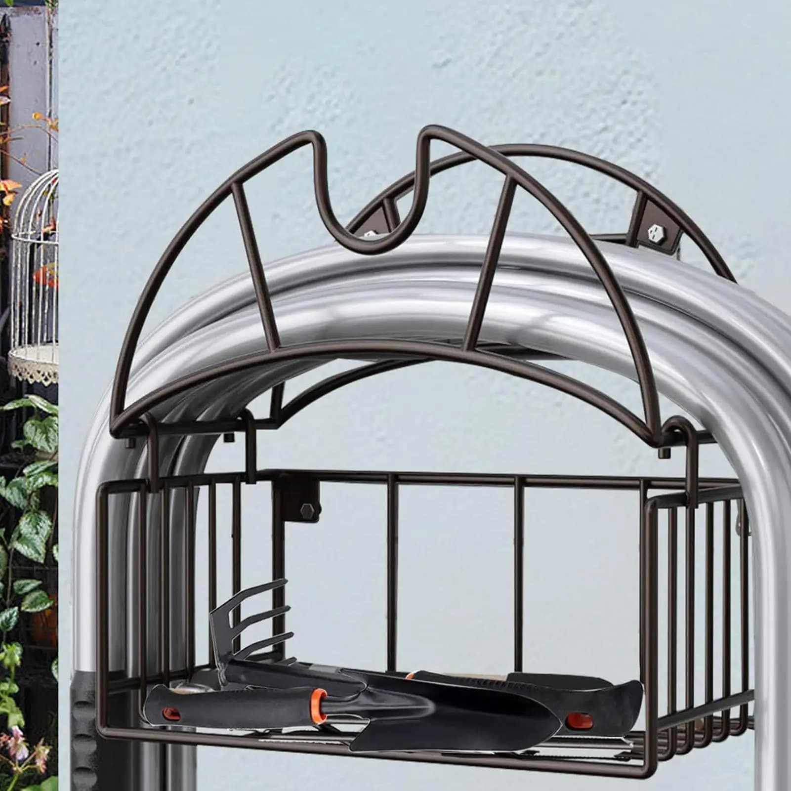 Supporto da parete per tubo da giardino multifunzione Supporto da parete per mensola per tubi resistente per cavi di prolunga per piscina esterna Garage esterno