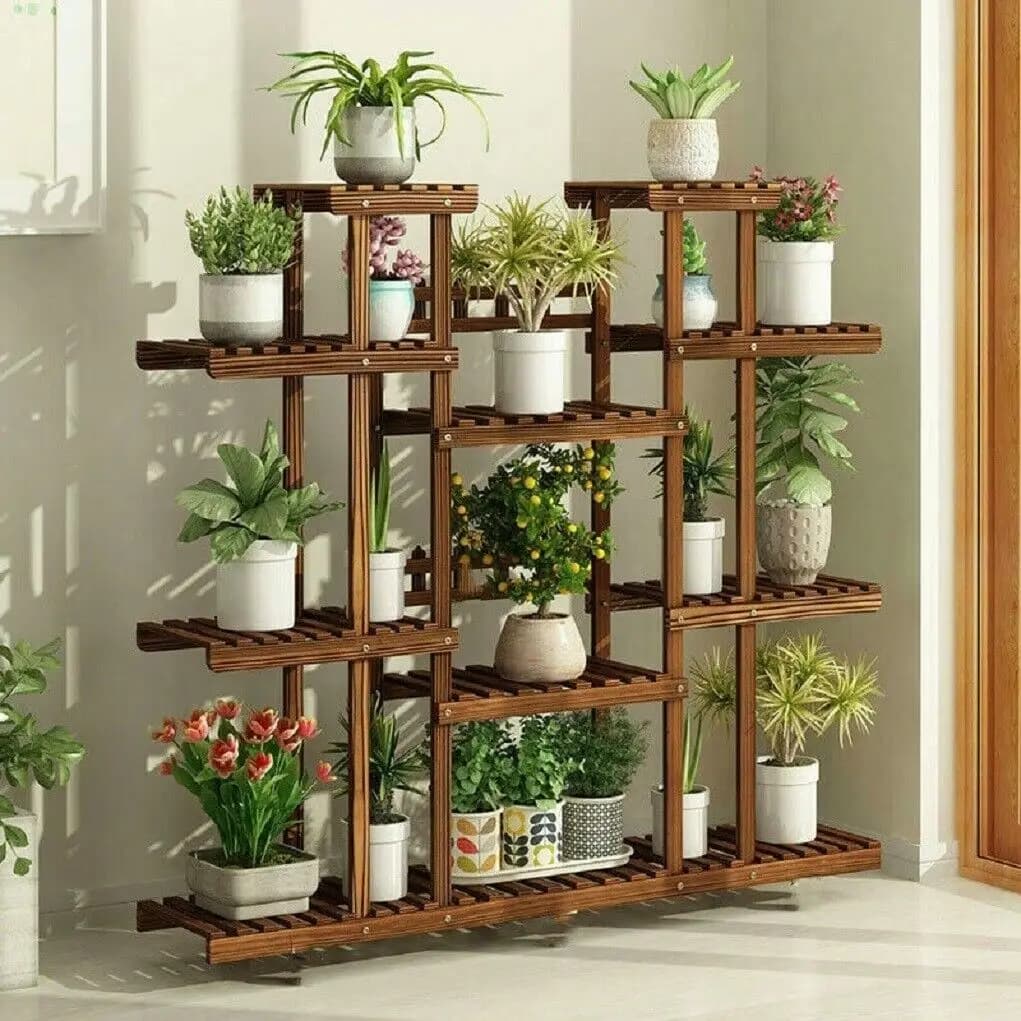 Scaffale per piante in legno Supporto per vasi da fiori Espositore per piante multistrato per interni ed esterni