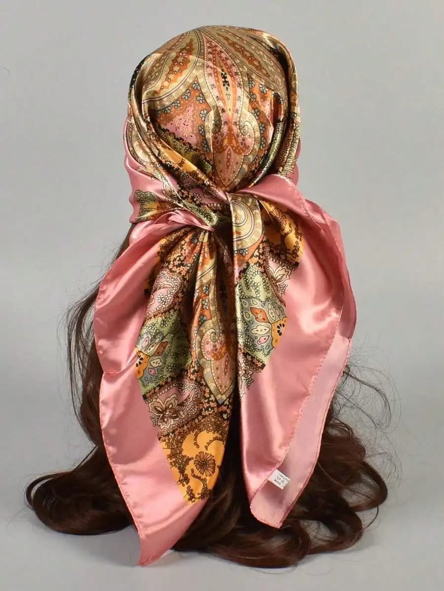 Sciarpa stampata con motivo Paisley multicolore da donna, elegante foulard da viaggio, per feste ed eventi serali, 1 pezzo