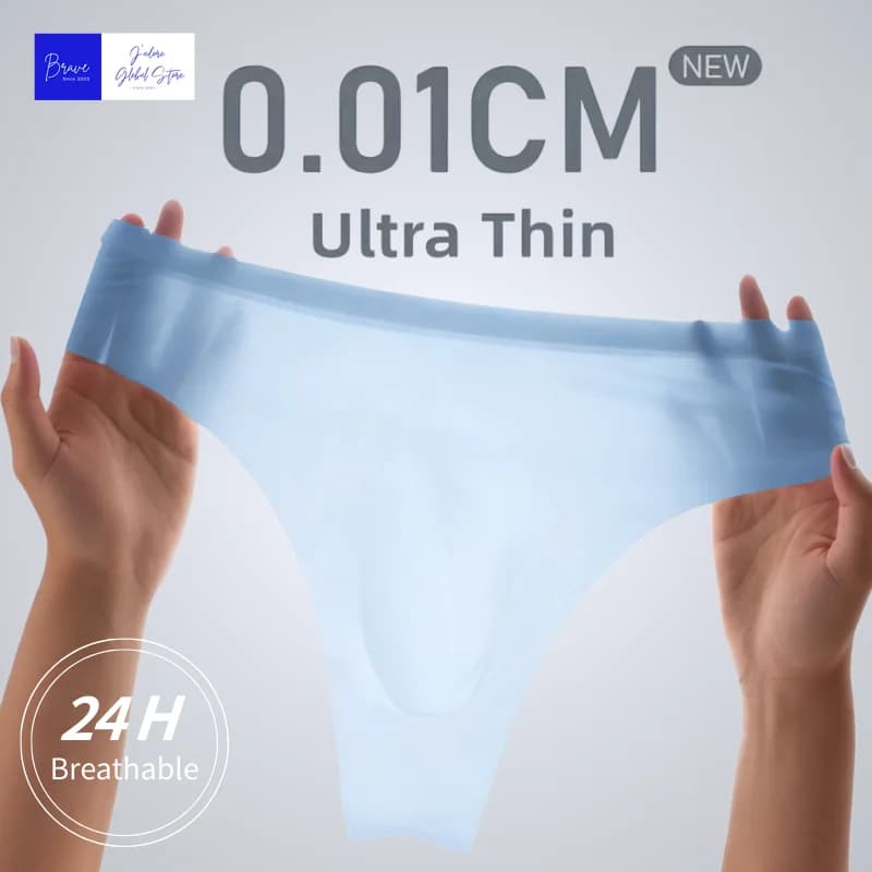2026 New Hot Sexy Men Ice Silk Thong Underwear - Stretchy Transparent Micro String G-String Breathable Mens Tangas