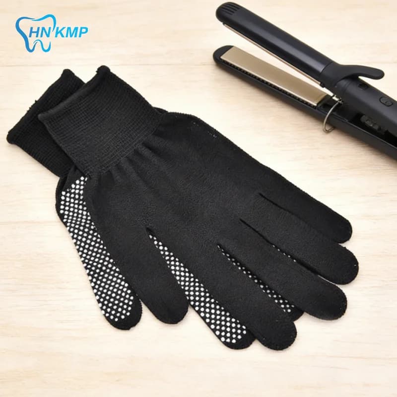 Black gloves for permanent specialized to iron curly hair, hand protection, thermal insulation, anti-slip gloves, for hair care and styling