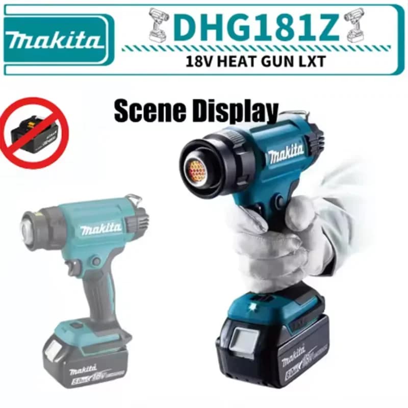 Makita DHG181 550 ° Pistola Termica a Controllo di Temperatura 18V Senza Fili con Display LED, Soffiatore Termico per Saldatura