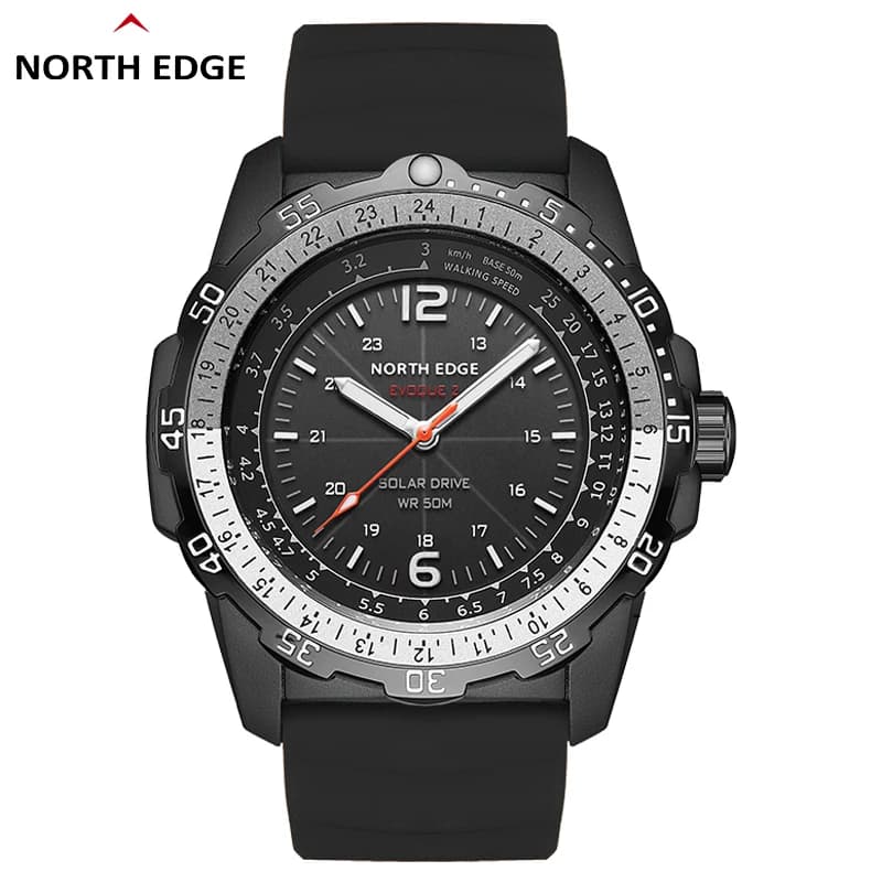 NORTH EDGE EVOQUE 2 Men's Solar Energy Military Watch Waterproof 50M Men's Sports Wristwatches Luminous