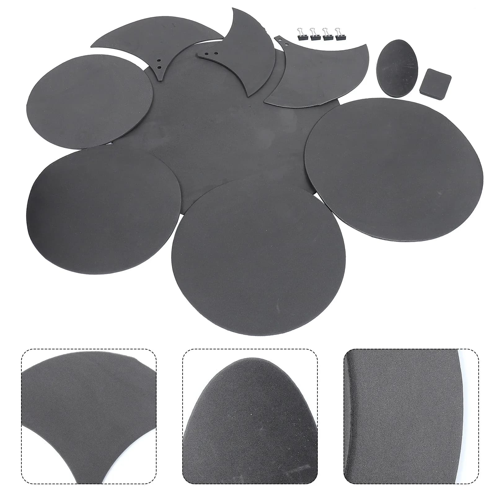 Set di 14 Pad Fonoassorbenti per Batteria, Facile Installazione, Dimensioni Regolabili, Antiscivolo, Accessori Professionali