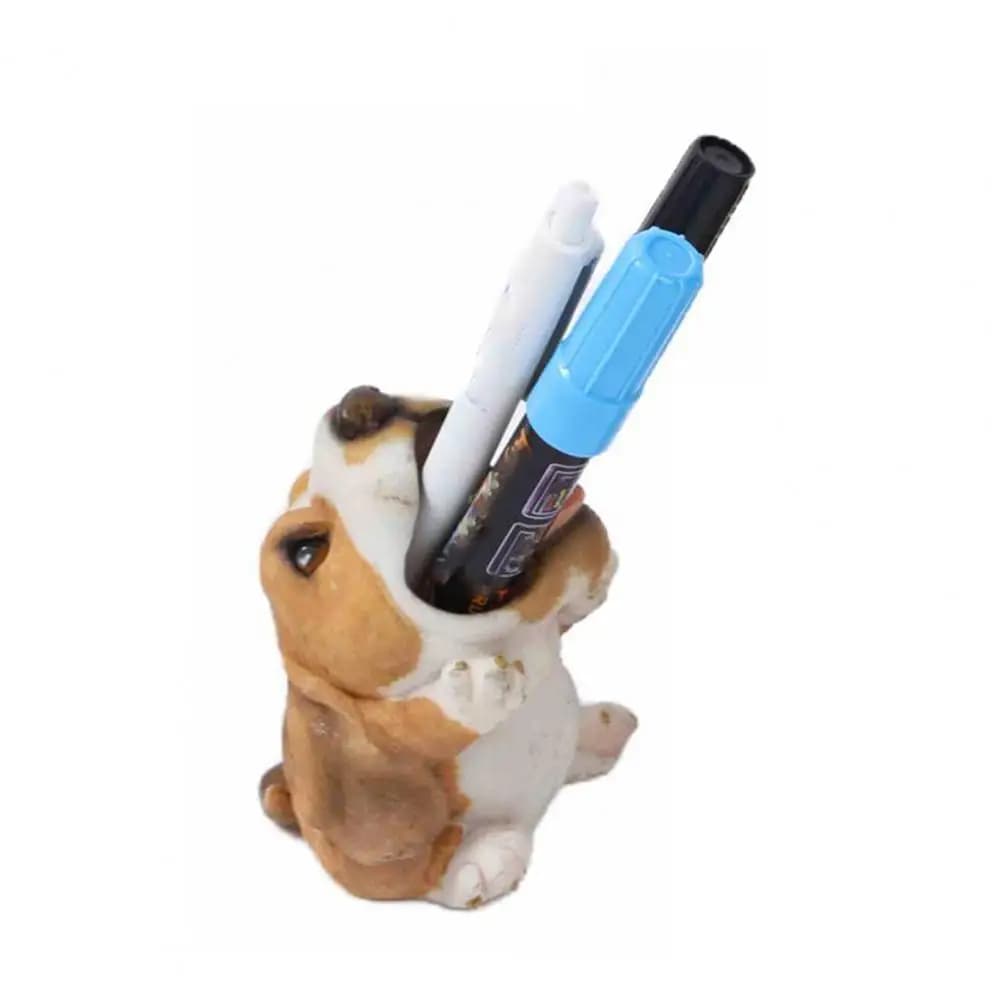Portapenne per cani Divertente arredamento da scrivania Adorabile portapenne per cuccioli Organizzatore da scrivania in resina per studenti Uffici Ornamento da tavolo Regalo di compleanno