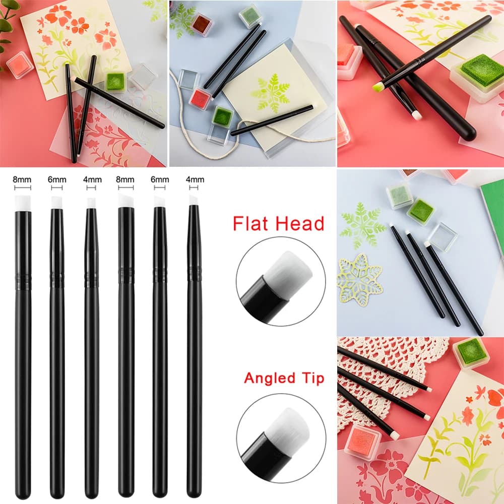 3 pcs/set Corner/Punta Flat Mini Brushes for Mixing Detailed Set 4/6/8mm Ink Blenders Art Tool For Mixing Drawing Painting Cards
