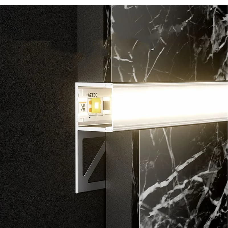Aluminum Corner Profile for U/V Shaped Ceiling Channel Diffuser for PC Bathroom Tiles Built-in Corner Board for Wall Lights Linear Rigid Strips
