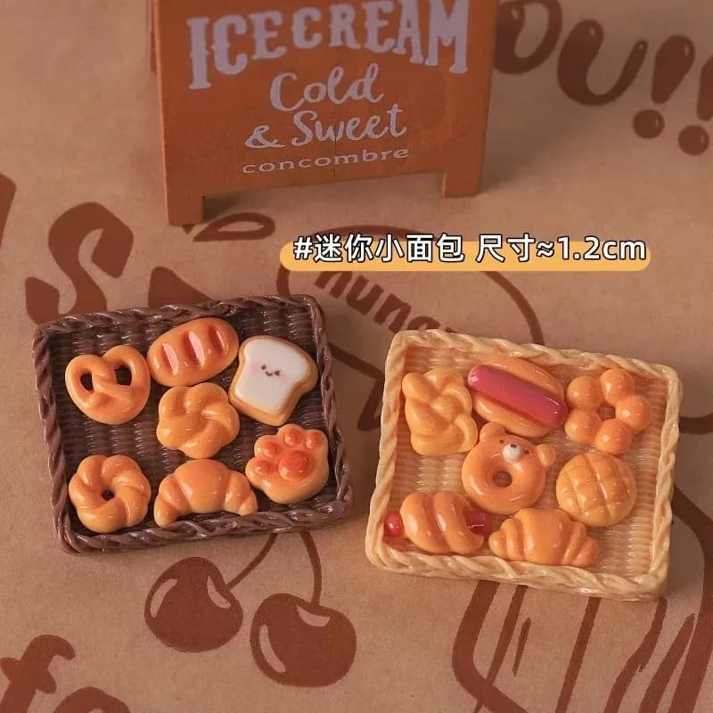 30Pcs Simulation Croissant Toast & Cat Paw, DIY Cream Glue Craft Doll Accessories