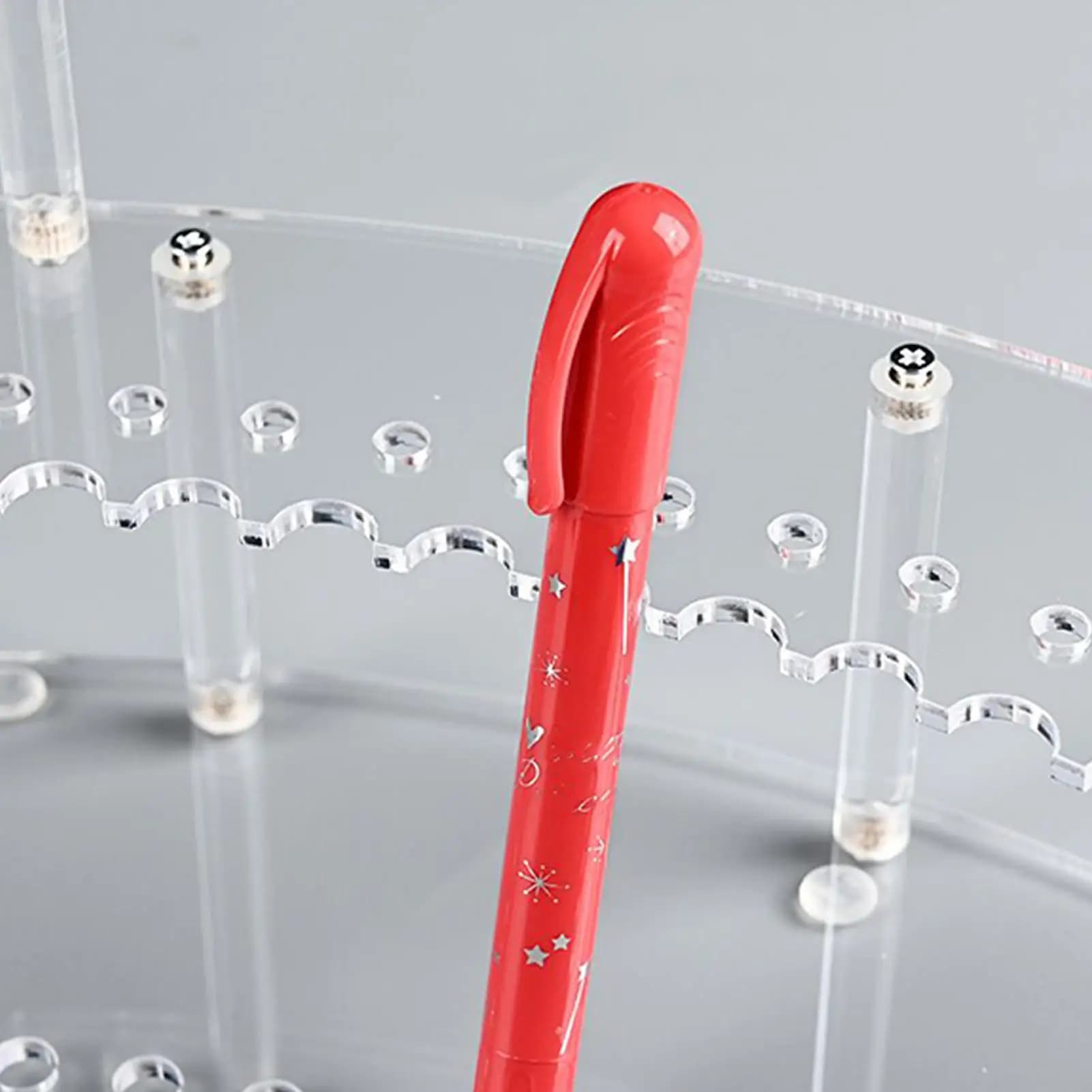 Espositore per penne Organizzatore per penne in acrilico a 30 slot Supporto per matite Organizzatore di archiviazione trasparente Accessori da scrivania Forniture di cancelleria