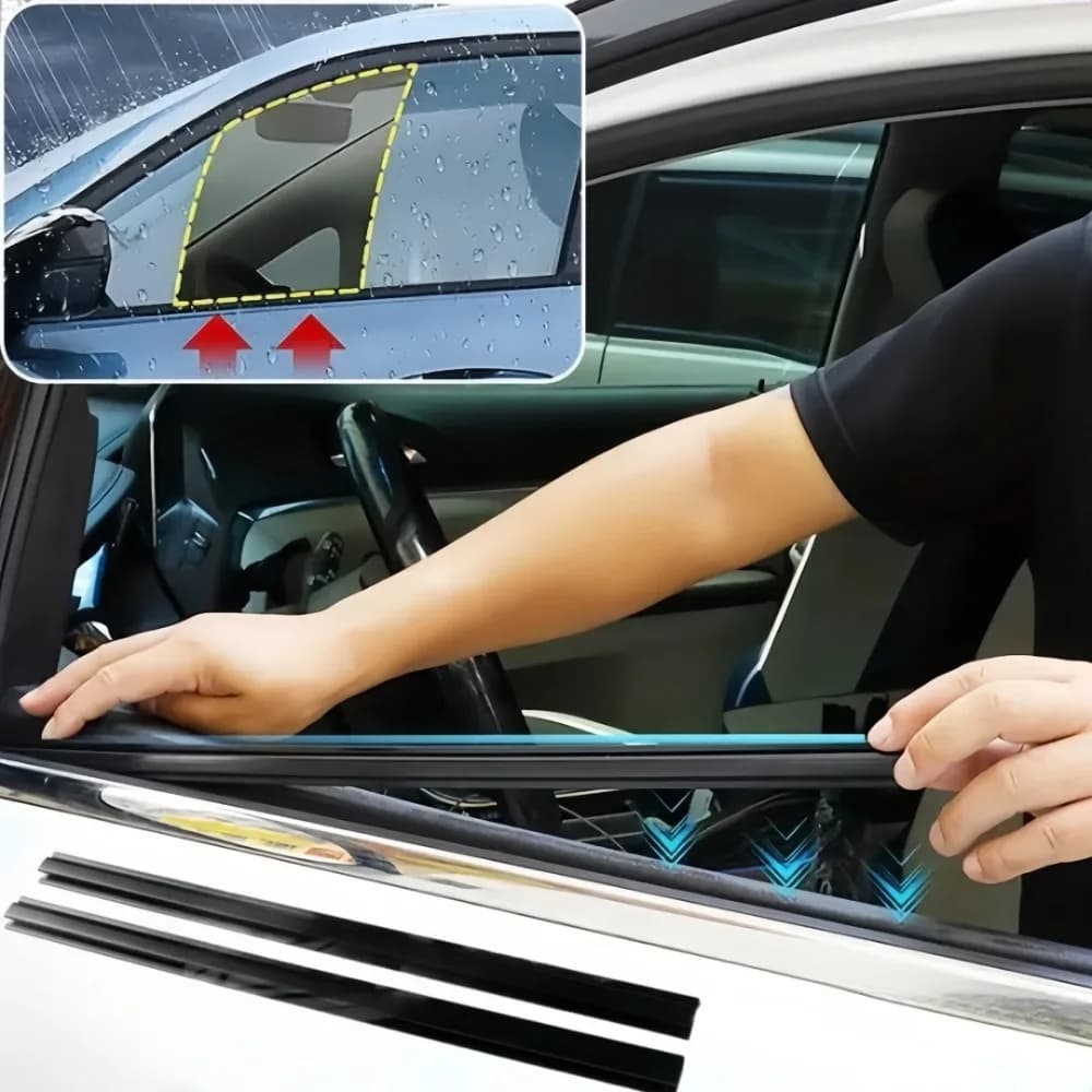2X Tergicristallo per finestrino laterale auto Ascensore Striscia di gomma Riempimento laterale automatico Guarnizione Isolamento acustico Tergicristallo in gomma naturale Detergente per vetri per auto