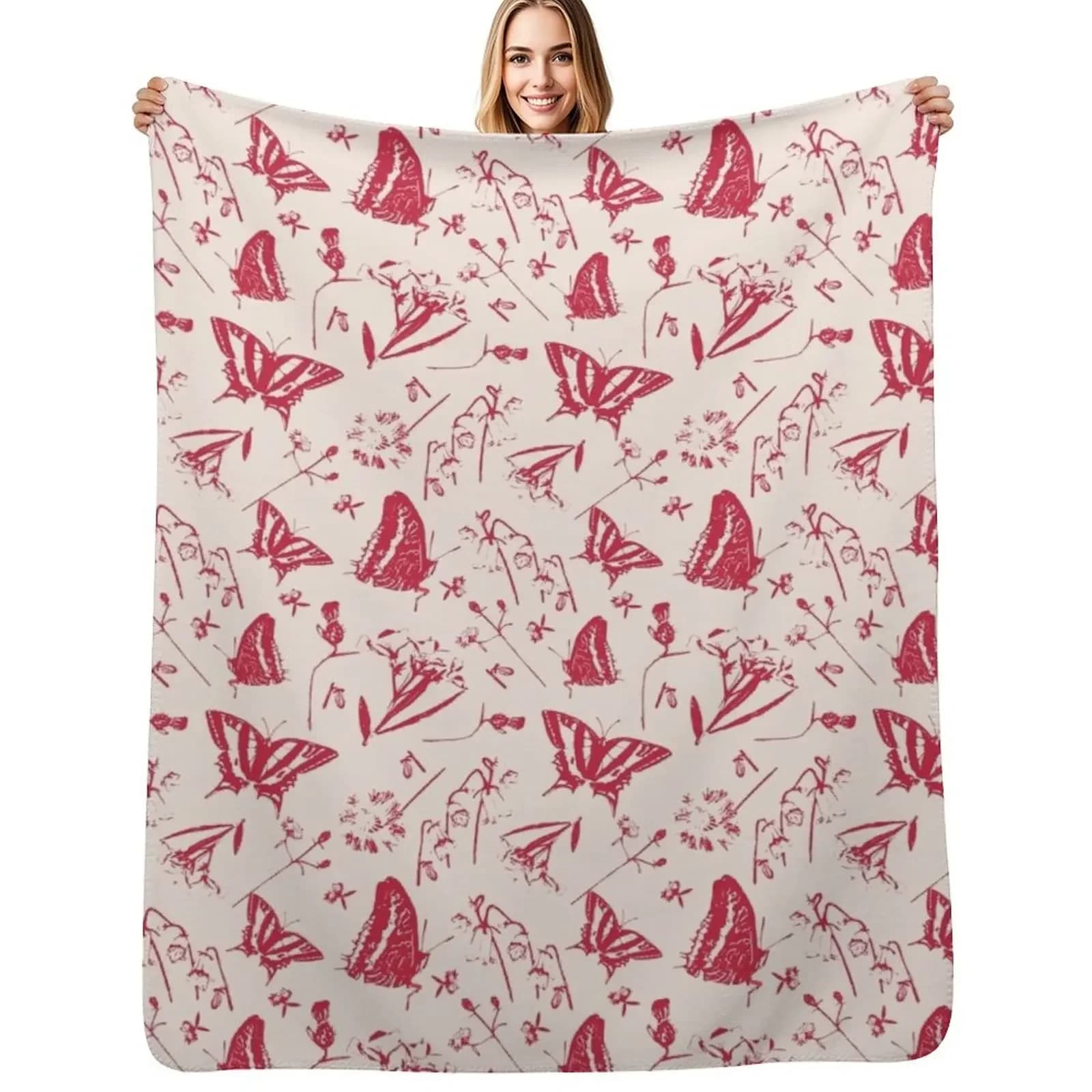 Shooting blanket with burgundy gardenflower pattern Covered by fashionable Halloween sleeping bag
