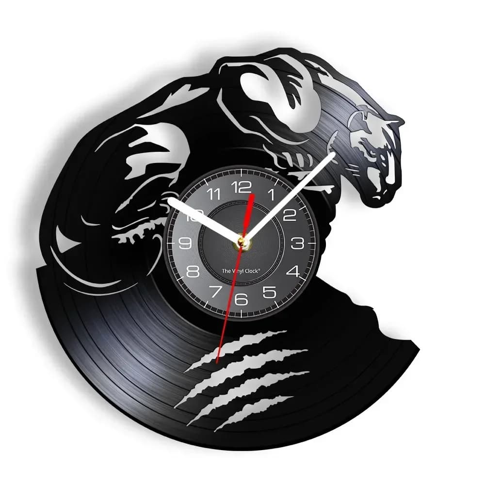 Creativo africano fauna selvatica bestia predatore disco in vinile orologio da parete gatto artico leopardo decorazione della parete di casa orologio da parete d'arte silenziosa