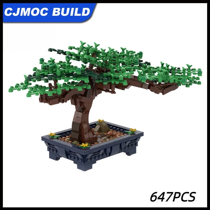 647PCS Potted Plant Tabletop Decoration Building Blocks MOC Green Tree Bush Flower Plant Bonsai Tree Assembly Model Kid Toy Gift