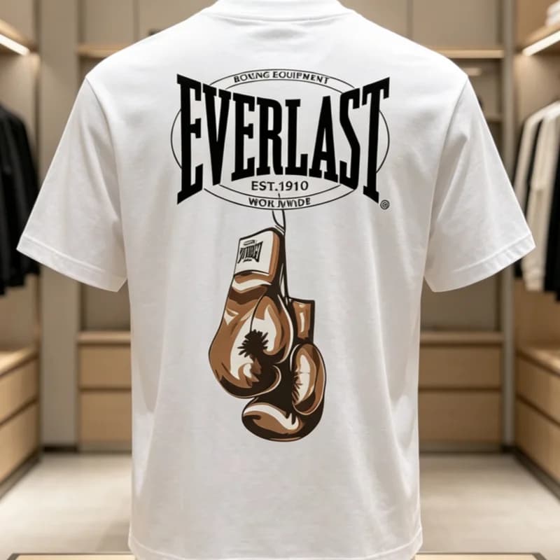 New EVERLAST BOXING Logo Cotton T-shirt Men's Round Neck Letter and Pattern Printed Summer Neutral T-shirt Harajuku