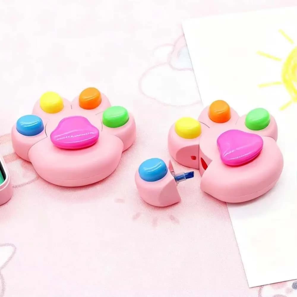 Creativo Cartoon Cat Paw Evidenziatore Penna Graffiti Fatto a mano Funnyl Evidenziatore Penna Marcatura Pennarello fluorescente fai da te Regalo di compleanno