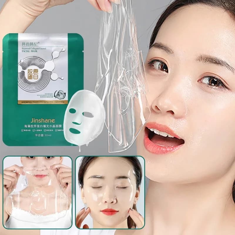 5 pcs * 30 ml hot sale algae collagen filling crystal mask supply jelly fruit skin transparent mask for skin care