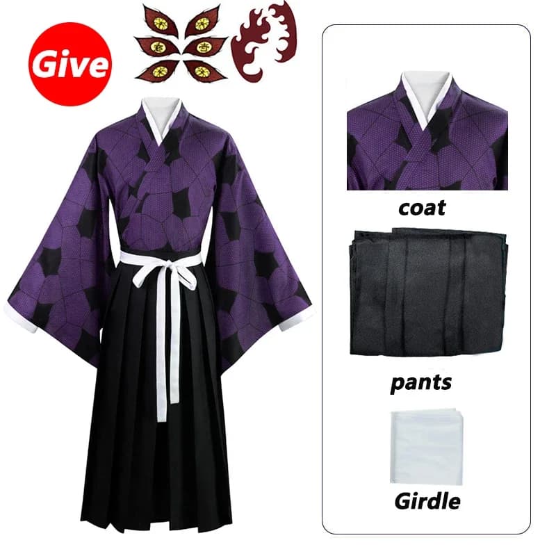 Costume Cosplay Kokushibo 2026, Parrucca Cosplay, Kimono Haori, Costumi di Halloween per Uomo