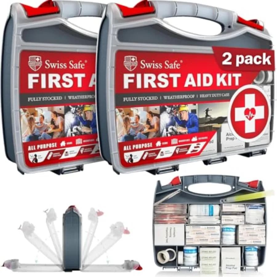 Kit di pronto soccorso 2 in 1 per auto, viaggi, casa e lavoro - Include mini kit bonus per emergenze mediche, campeggio e sopravvivenza all'aperto