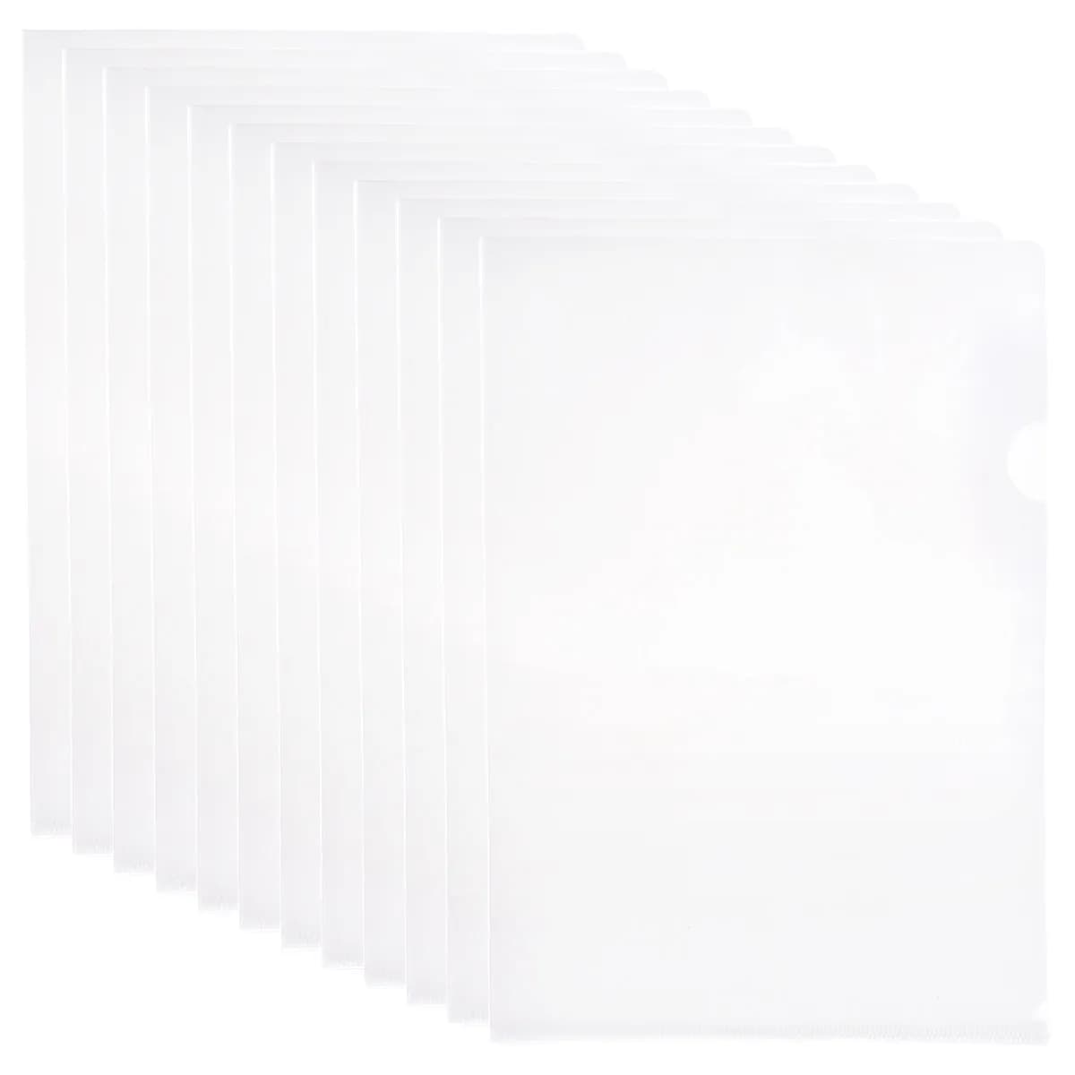 12 cartelle trasparenti per documenti, porta documenti in plastica tipo L, formato A4, trasparenti, resistenti agli strappi, leggere, per uso in ufficio e scuola