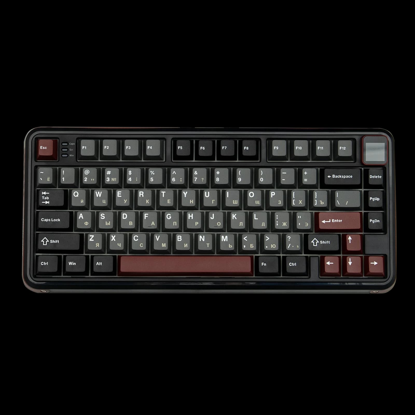 Tastiera Meccanica RU Layout MechLands Vibe 75 V2 Versione Russa 75% con Montaggio a Guarnizione, Hot-Swap, Cablata/Bluetooth/Wireless 2.4GHz e Schermo TFT