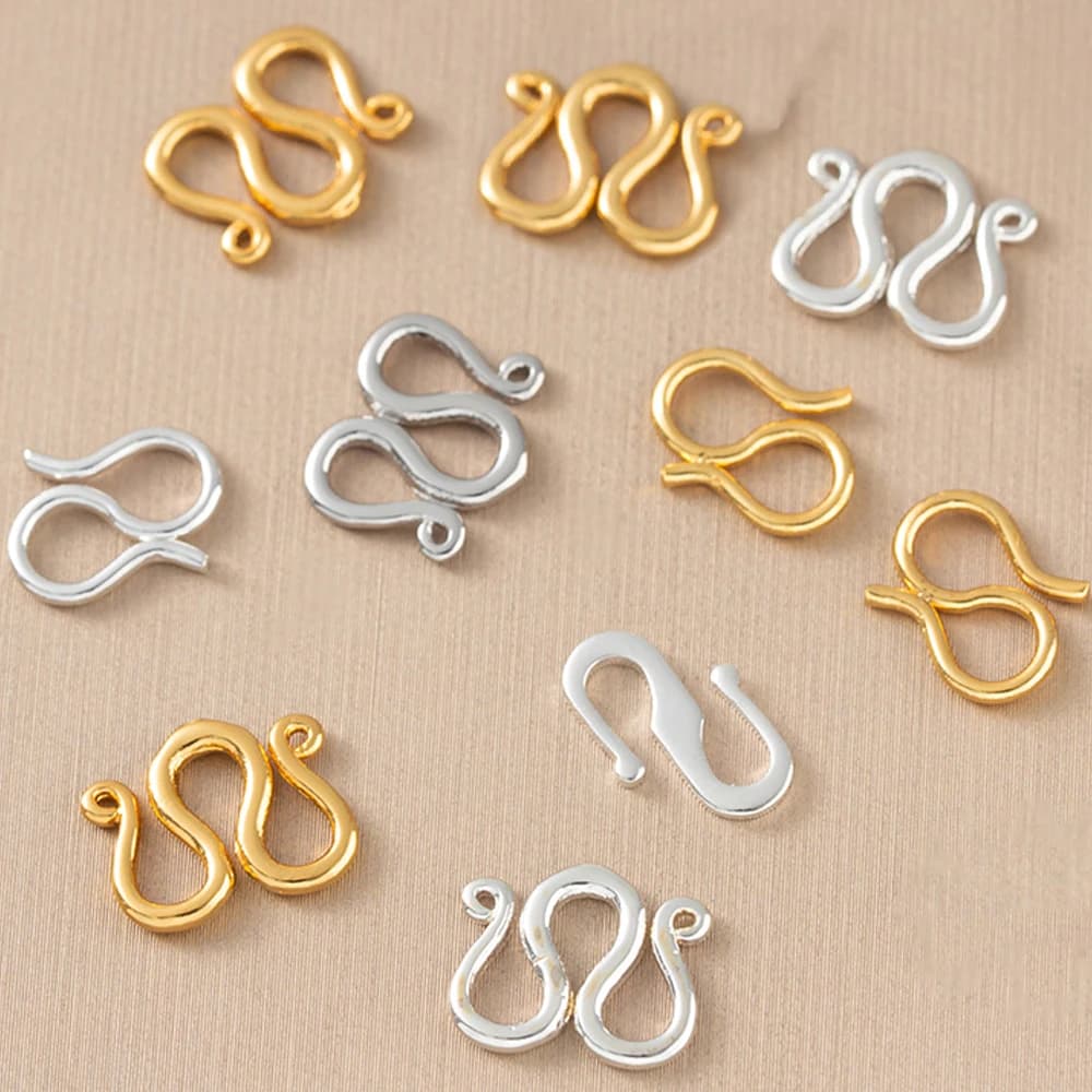 20 pz 18 K Ottone Placcato Oro S W Forma Gancio Collana Chiusura Connettore del Cavo per Il Braccialetto FAI DA TE Collana Creazione di Gioielli Ipoallergenico