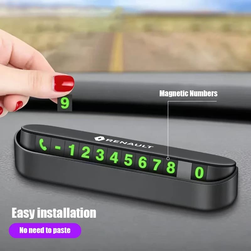 Targa Temporanea per Parcheggio Auto con Numero di Telefono per Renault Megane 2 3 4 Kadjar QM6 Clio Koleos Espace Captur ZOE Renault RS