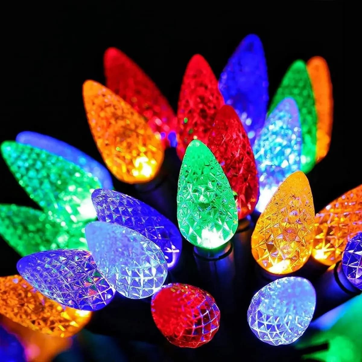 1pc 20/50 LED Luce natalizia a forma di fragola, alimentata a energia solare, impermeabile, con 8 modalità di illuminazione per decorazioni natalizie, albero di Natale, giardino e feste