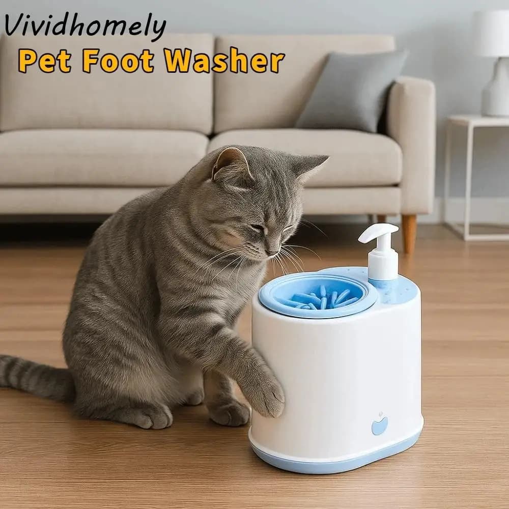 2 in 1 Lavatapiede automatico per animali domestici Tazza per lavare le zampe in silicone staccabile con dispenser di sapone Lavare rapidamente la lavatrice dei piedi
