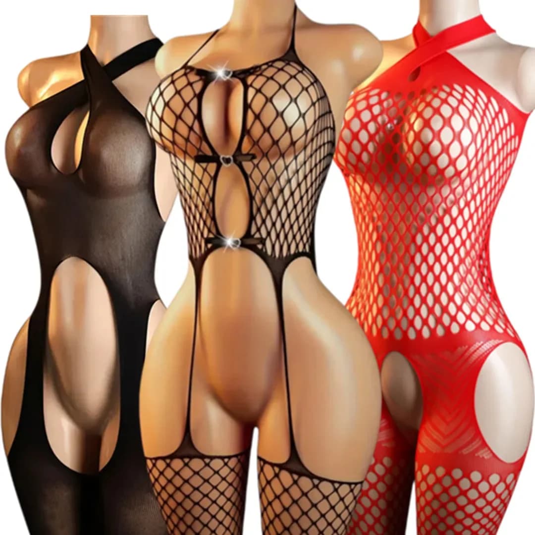 Body Stocking Erotico con Apertura all'Inguine, Lingerie Intera Senza Maniche, Biancheria Intima Sexy per Donne, Bodystocking per Adulti