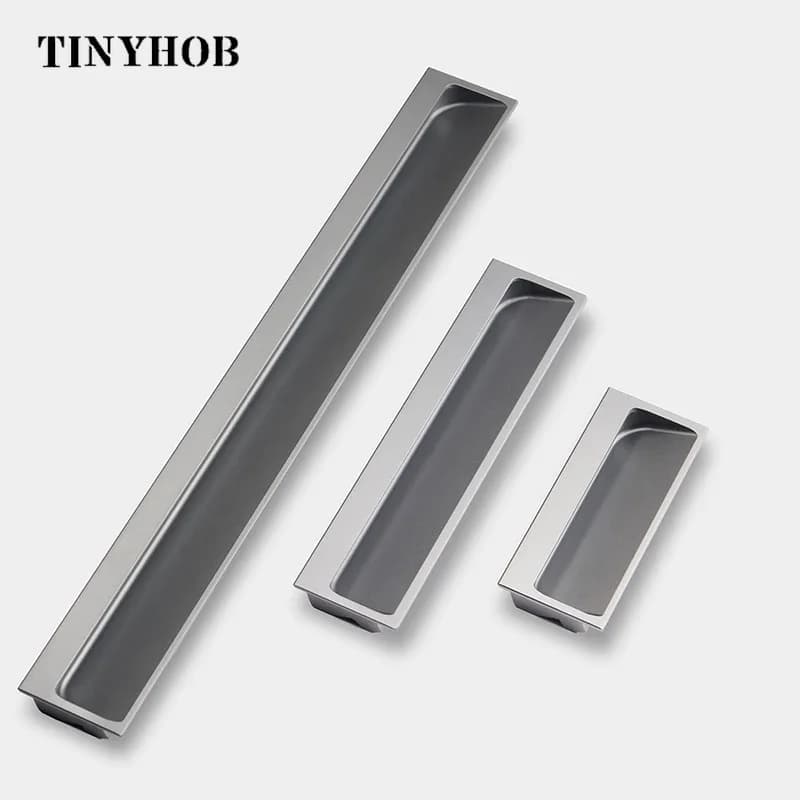 Maniglia per porta stealth incorporata in lega di alluminio da 120/200/400mm cassetto con intaglio/maniglia invisibile nera per tirante del cassetto dell'armadio da cucina