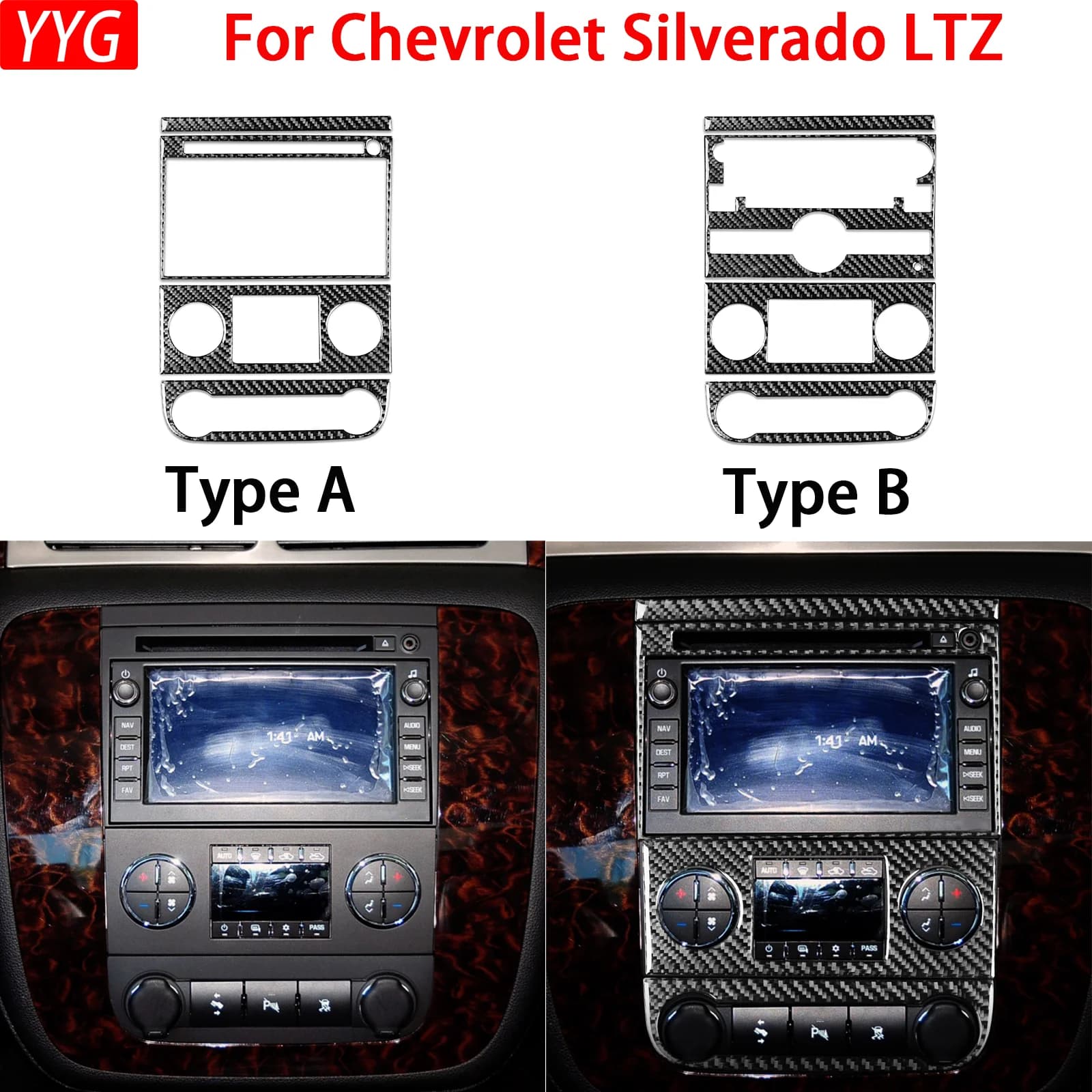 Car Stickers Kit for Chevrolet Silverado LTZ 2007-2013 Central Control Panel Cover Car Interior Accessories