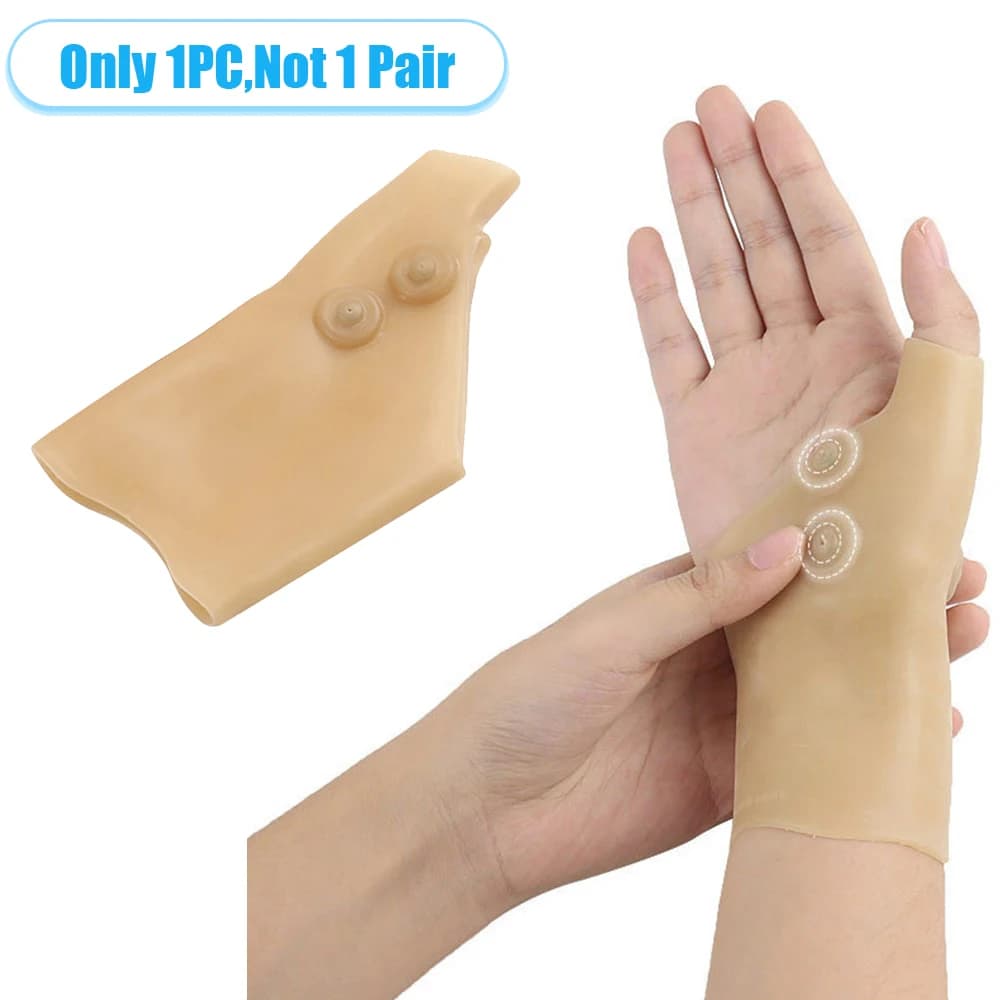 1 pezzo terapia magnetica polso mano pollice supporto guanti gel di silicone artrite correttore di pressione massaggio guanti antidolorifici