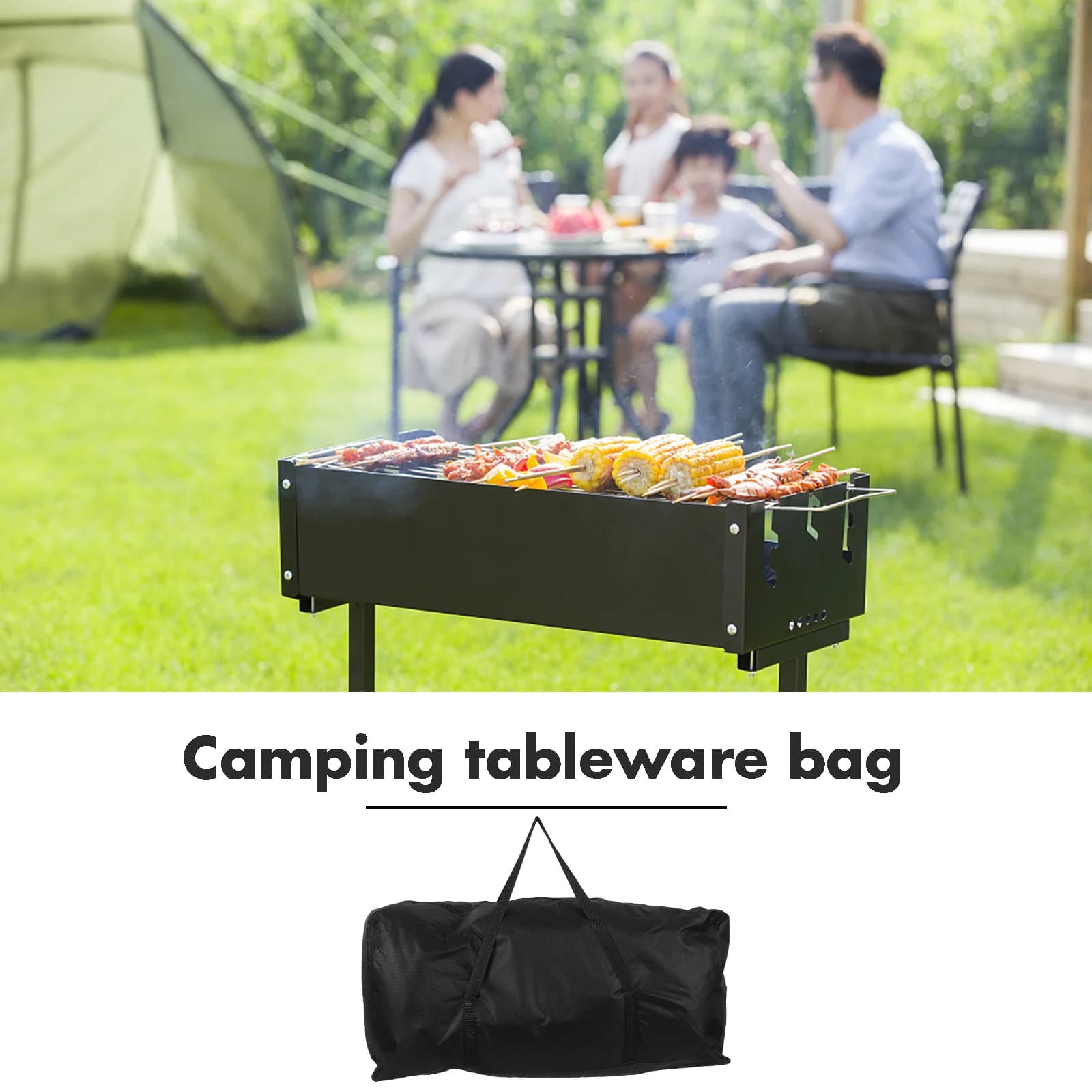 Barbecue bag, hinge case for grilling tools, durable, for outdoor camping, barbecue accessories, travel tool organizer