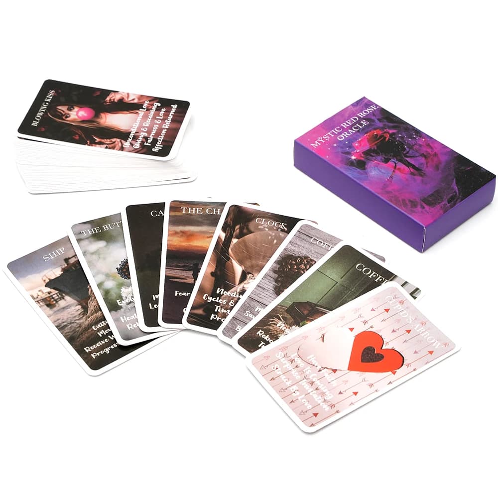 Mystic Red Rose Oracle Cards The Universe Risposte Mazzo di carte dei tarocchi Mazzo per principianti Fate Fortune Telling Party Gioco da tavolo Giocattolo