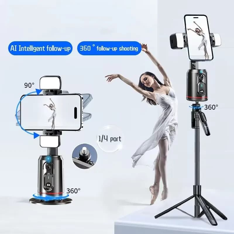 Roreta 2025 NUOVO Stabilizzatore cardanico Selfie Stick Treppiede wireless pieghevole con luce e otturatore Bluetooth Monopiede per IOS Android