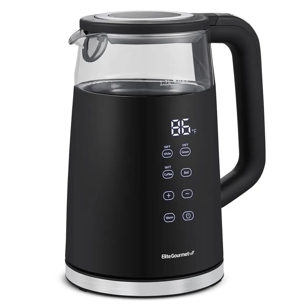 Bollitore Elettrico a Doppia Parete da 1,7L, Vetro Borosilicato, Interno in Acciaio Inox 304, Touchscreen Digitale Programmabile