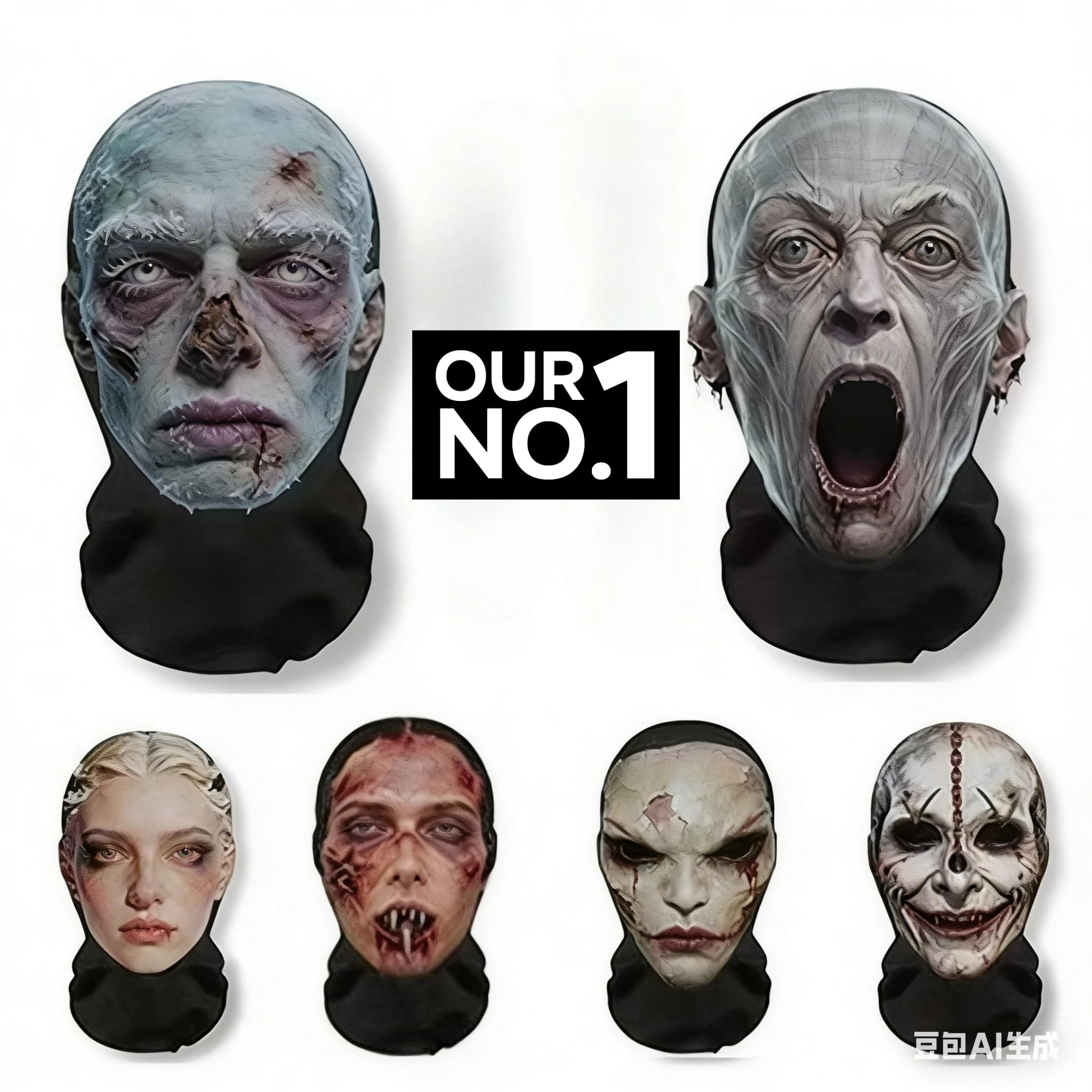 Maschera Realistica 3D Teschio Zombie Horror Integrale Traspirante in Rete, Accessorio Cosplay per Feste di Halloween, Scherzi e Costumi di Carnevale