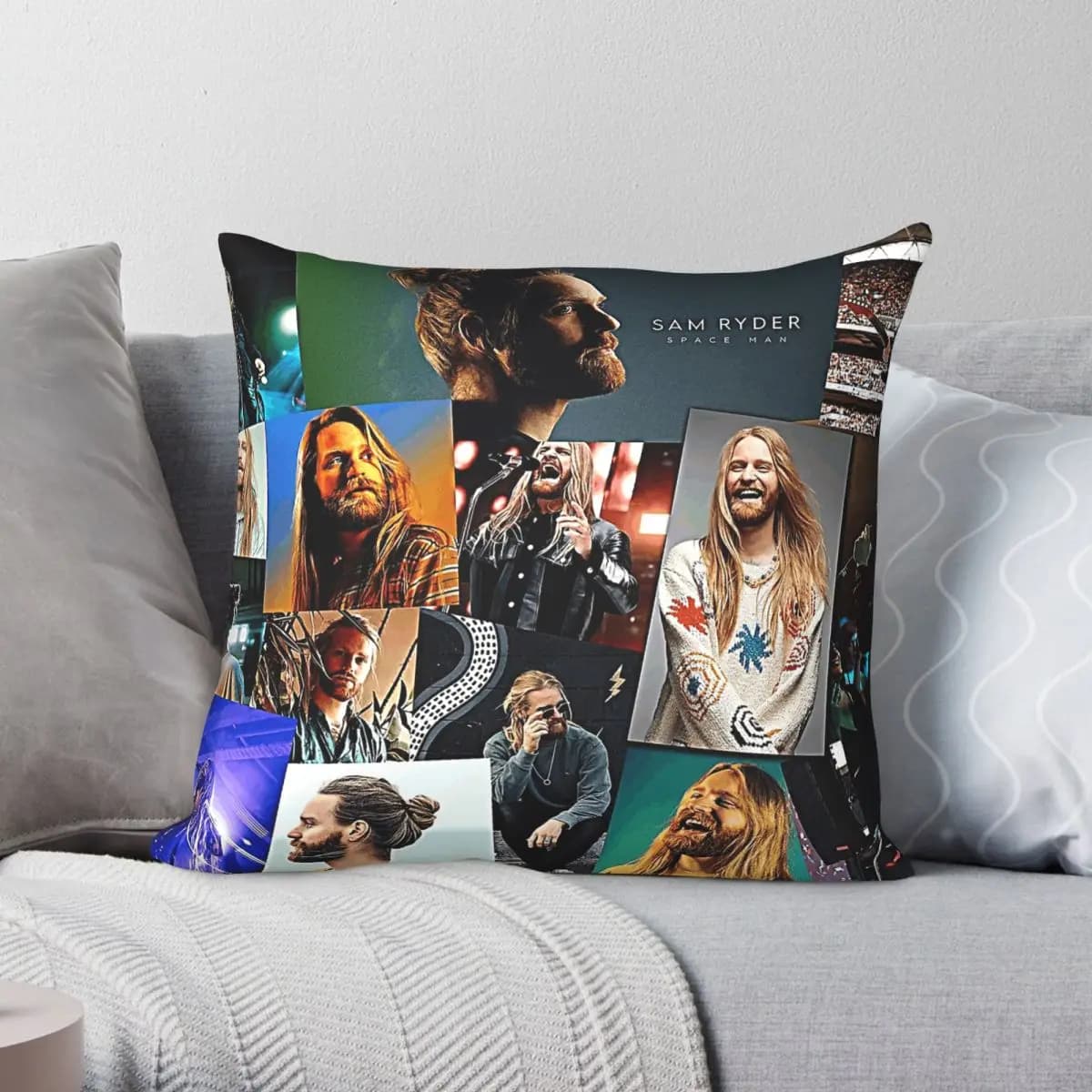Sam Ryder Space Man Square Pillowcase Polyester Linen Velvet Pattern Decorative Pillow Case Sofa Seater Cushion Cover Wholesale