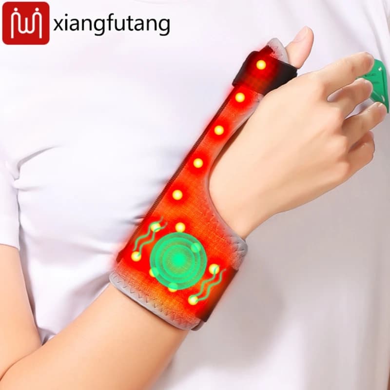 Supporto Riscaldato per Dita con Luce Rossa, Fascia Elettrica Riscaldante per Polso e Dita, per Mano Destra e Sinistra, con Vibrazione e Impostazioni di Calore Regolabili
