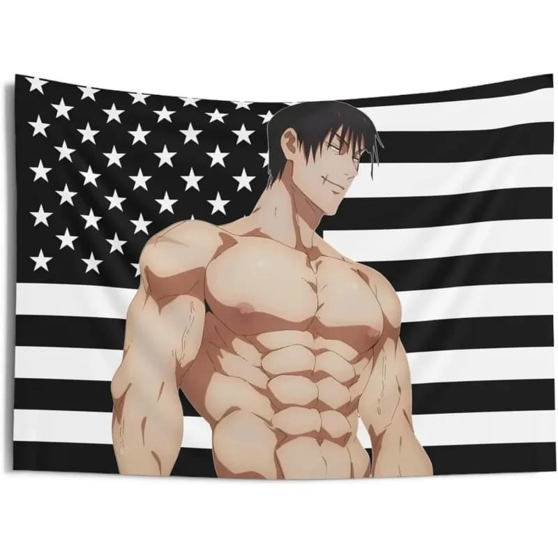 VIKAMA Japanese Anime Tapestry, Sato Gojo Toji American Flag Wall Hanging Bedroom Living Room Dormitory Decoration