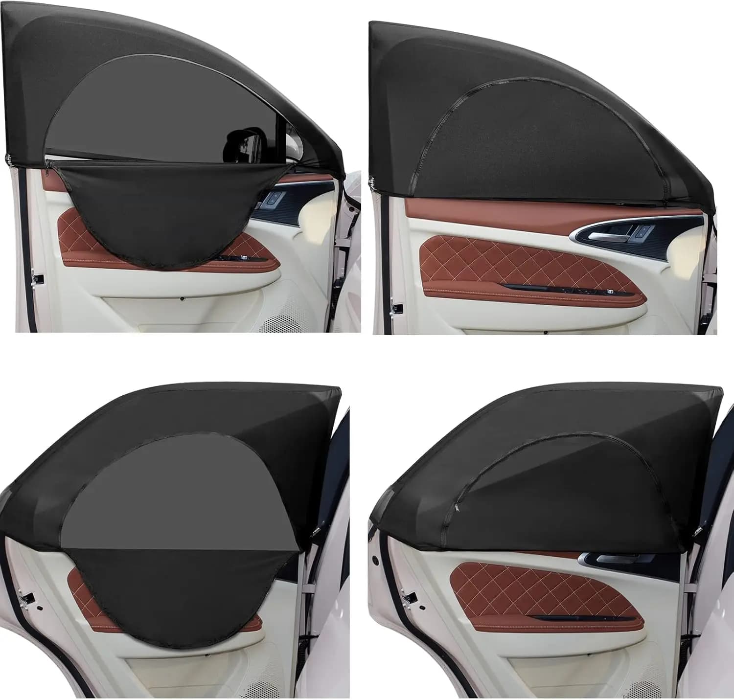 Set di 4 Reti Parasole per Finestrini Auto - Protezione Traspirante per Anteriore/Posteriore, Adattabile Universalmente per Campeggio e Privacy